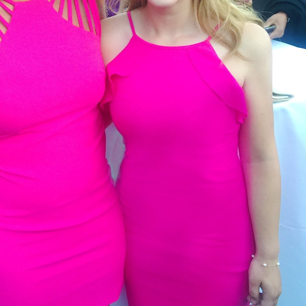 Hot Pink Halter Mini Dress